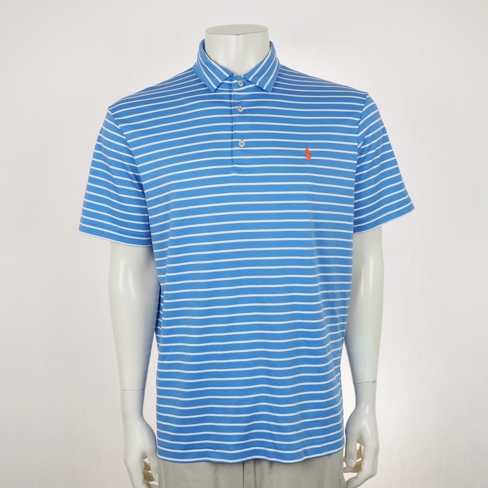 Polo Ralph Lauren Pima Soft Touch Polo Shirt Mens XL Blue Striped RL Pony Cotton
